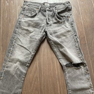 Citizens of humanity washed grey studded jeans